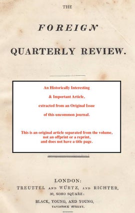 Item #123119 Arabic Literature. An uncommon original article from the Foreign Quarterly Review,...