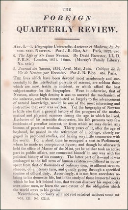 Item #123304 French and English biographers of Newton. An uncommon original article from the...