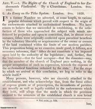 Item #128044 Ecclesiastical endowments and Amendment of Tithe laws. A review by Edward Edwards...