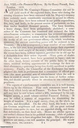 Item #128056 Sir Henry Parnell on Financial Reform, and the British Colonies. An original article...