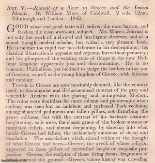 Item #128535 Mure's Tour in Greece; Strong's Greece as a Kingdom. An uncommon original article...