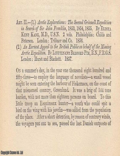 Item #135517 Arctic adventures - Dr. Kane. 33 Pages. An article printed in 1857, written by A...
