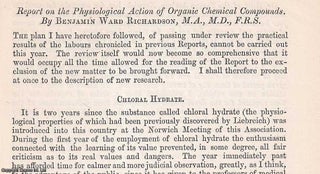 Item #150706 Physiological Action of Organic Chemical Compounds. An uncommon original article...