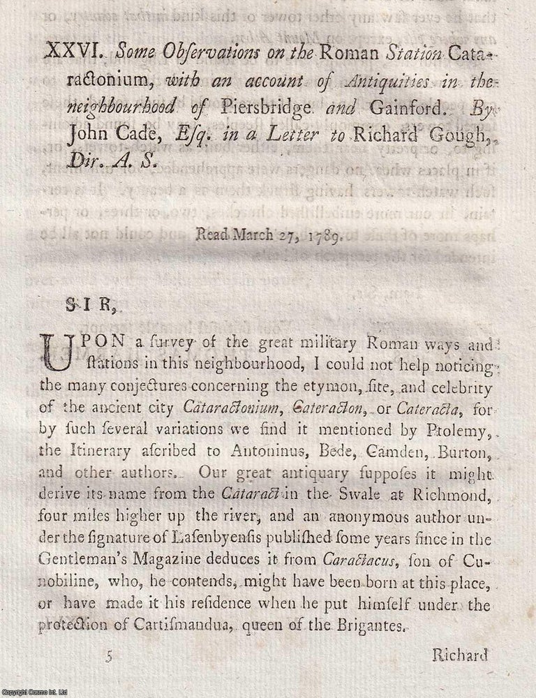Item #156939 Observations on the Roman Station Cataractonium, with an account of Antiquities in...