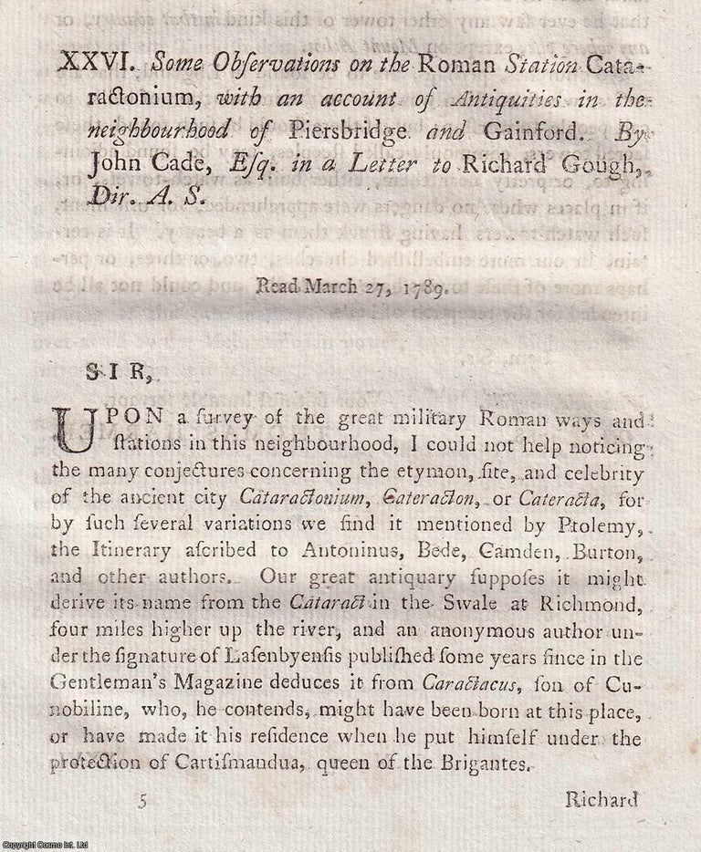Item #156939 Observations on the Roman Station Cataractonium, with an account of Antiquities in...