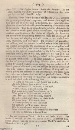 Item #160528 The English Orator. An original article from the Monthly Review 1790. Author Not Stated