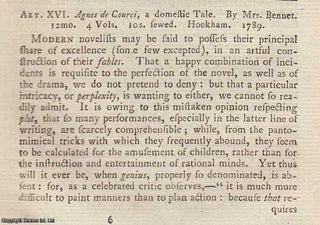 Item #160530 Agnes de Courci, a domestic Tale. An original article from the Monthly Review; or,...