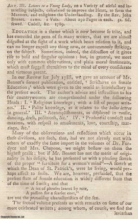 Item #160536 Letters to a Young Lady. An original article from the Monthly Review 1790. Author...