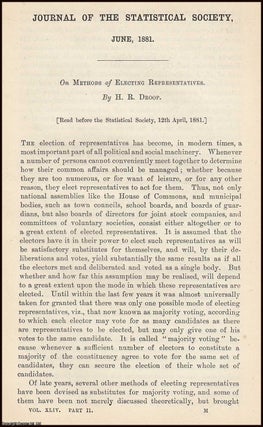 Item #163528 On Methods of Electing Representatives. A rare original article from the Journal of...