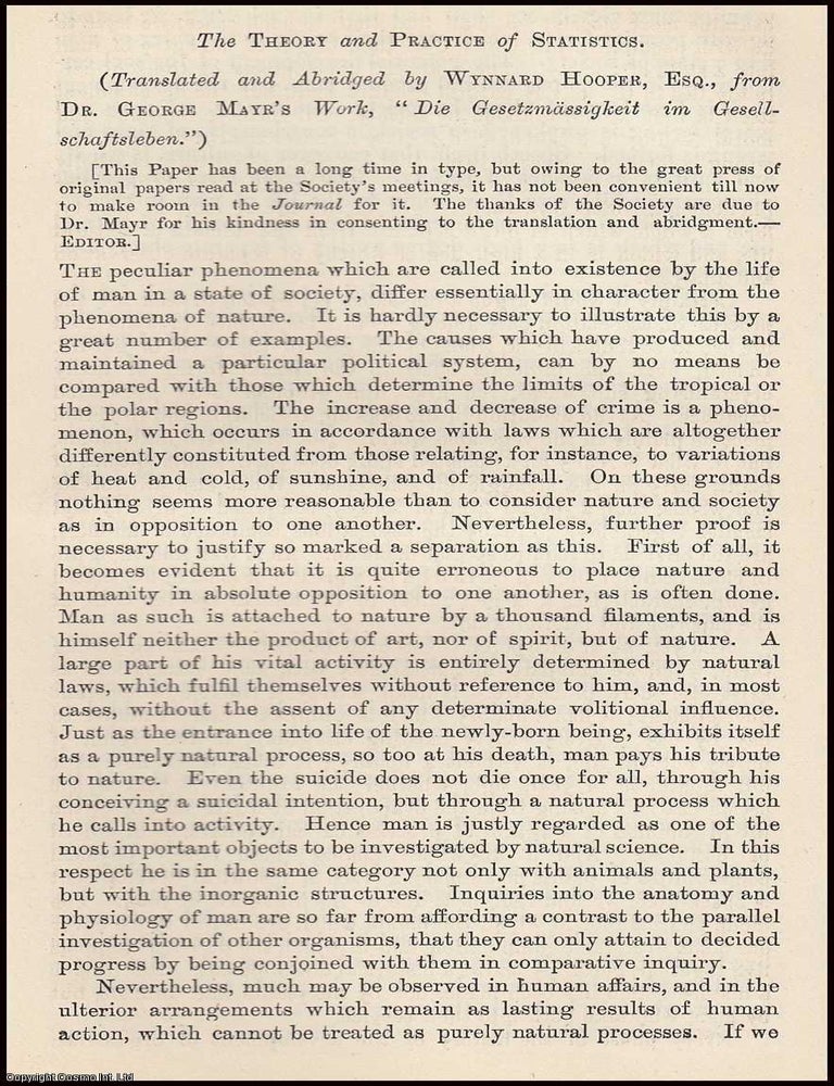 Item #163553 The Theory and Practice of Statistics. A rare original article from the Journal of...