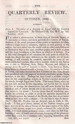 Item #170607 Legh's Narrative of a Journey in Egypt and Nubia. An uncommon original article from...