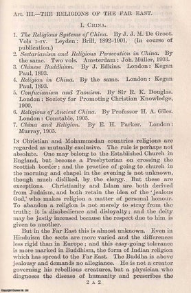 Item #171200 The Religion of China. An uncommon original article from The Quarterly Review, 1907....