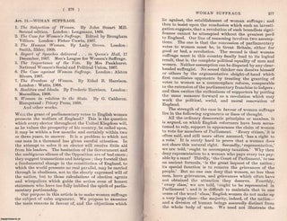 Item #171273 Woman Suffrage. An uncommon original article from The Quarterly Review, 1909. A V....