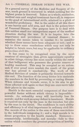 Item #172984 Venereal Disease during The War. An uncommon original article from The Quarterly...