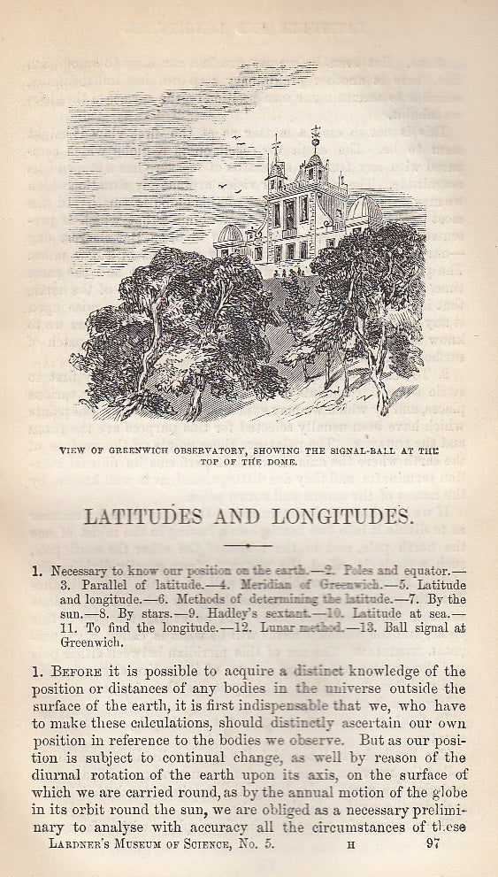 Item #173385 Latitudes And Longitudes. An uncommon original article from the Museum of Science & Art, 1854. Dionysius Lardner.