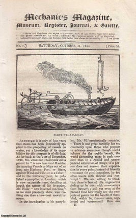 Item #184487 The First Steam-Boat, Proposals for Institute of Mechanics, Great American Canal,...