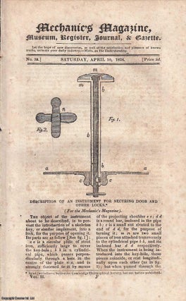 Item #184513 Description of an Instrument for Securing Door and Other Locks; Isometrical Drawing...
