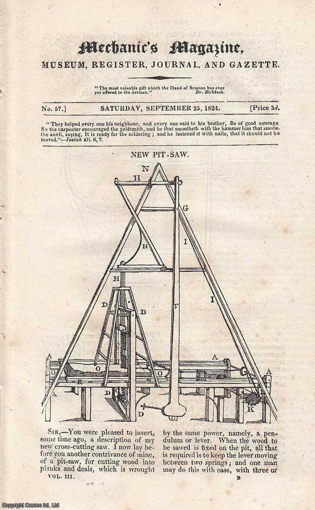 Item #184537 New Pit-Saw; Ideal of an Air Engine; The Art of Turning; Cheap Process for Making...