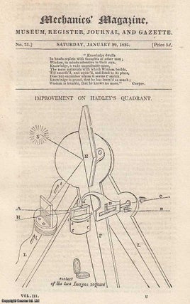 Item #184554 Improvement on Hadley's Quadrant; Some Account of the Late M. Guinand, and of the...