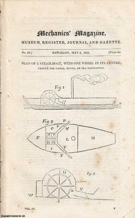 Item #185580 Plan Of A Steam-Boat, With One Wheel In Its Centre, Proper For Canal, River Or Sea...