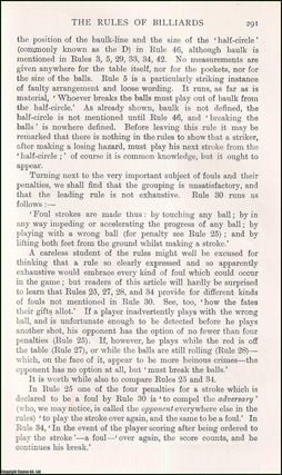 Item #195169 The Rules of Billiards. An uncommon original article from the Badminton Magazine,...