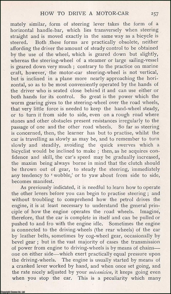 Item #195309 How to Drive a Motor Car. An uncommon original article from the Badminton Magazine, 1902. A. J. Wilson.
