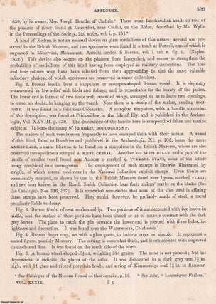 Antiquities found at Colchester. An uncommon original article from the journal Archaeologia, 1863.