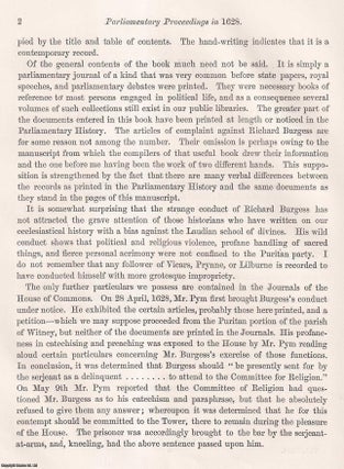 Item #198155 Parliamentary Proceedings in 1628. An uncommon original article from the journal...