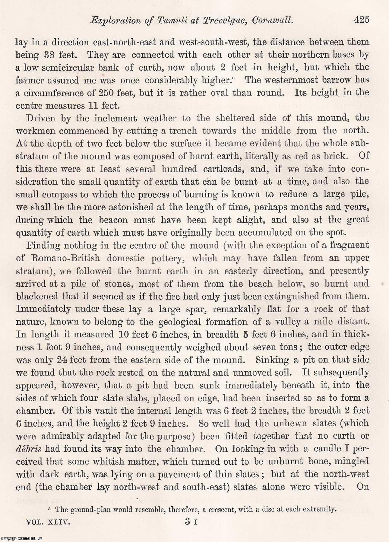 Account of the Exploration of Tumuli at Trevelgue, or Trevalga, in the ...
