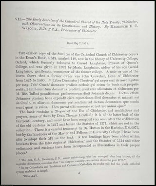 Item #198237 The Early Statutes of the Cathedral Church of the Holy Trinity, Chichester, with...