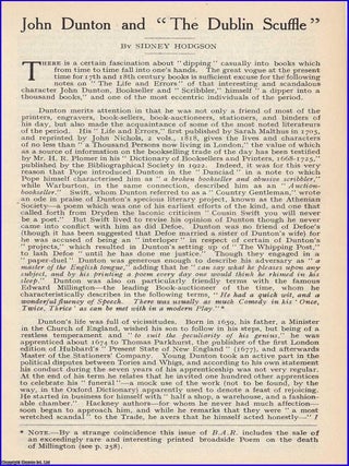 John Dunton and The Dublin Scuffle. An original article from Book Auction Records, 1926.