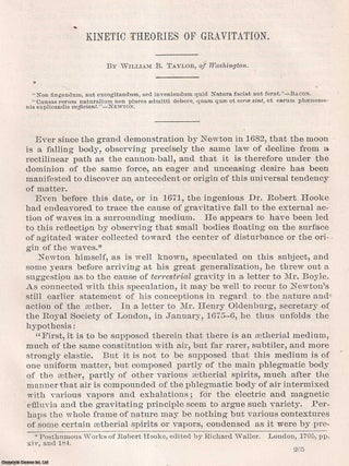 Kinetic Theories of Gravitation. Written by William Bower Taylor. An article published by the Smithsonian Institution in 1876; 78 Pages.