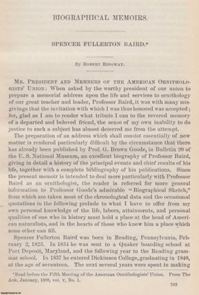 Item #207258 Spencer Fullerton Baird. Biographical Memoirs. An original article from the Report...
