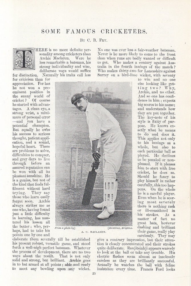 Item #215334 A.C. Maclaren ; C.B. Fry ; J. Briggs ; P.F. Warner & more : Some Famous...