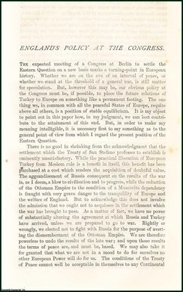 Item #216578 England's Policy at The Congress of Berlin. An uncommon original article from the...
