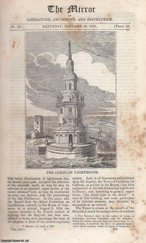 Item #226450 The Corduan Lighthouse. FEATURED in The Mirror of Literature, Amusement, and...