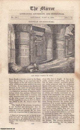 Item #226473 Egyptian Architecture, The Great Temple of Esne. A complete rare weekly issue of the...