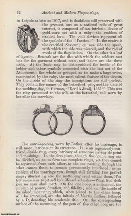 Item #227161 Ancient and Modern Finger-Rings. An original uncommon article from the Intellectual...