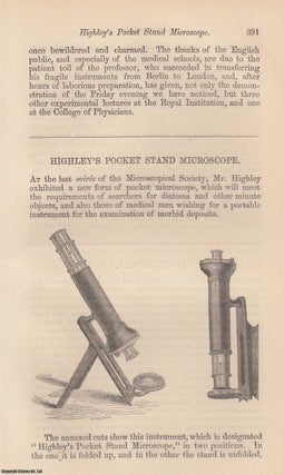 Item #227680 Highley's Pocket Stand Microscope. An original uncommon article from the...