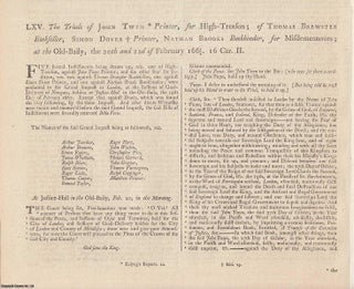 Item #231863 LIBELLOUS BOOKS. The Trials of John Twyn Printer, for High Treason; of Thomas...