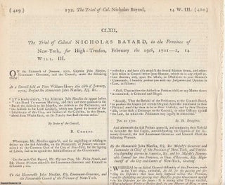 Item #231882 AMERICAN TRIAL.The Trial of Colonel Nicholas Bayard in the Province of New York, for...