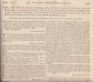Item #231905 JACOBITE RISING 1745. Trial Report. The Trial of Archibald Stewart, Esq; late Lord...