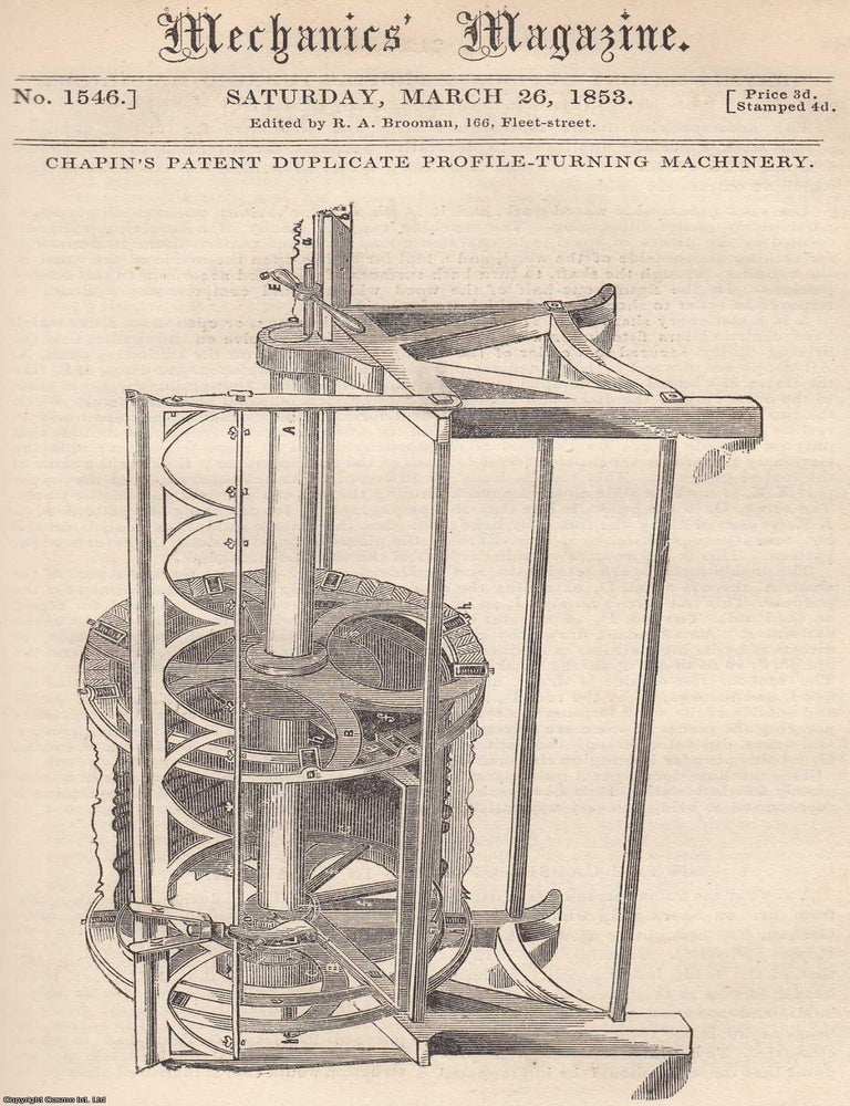 Item #233583 Chapin's Patent Duplicate Profile-Turning Machinery; Engineering On The Ohio;...