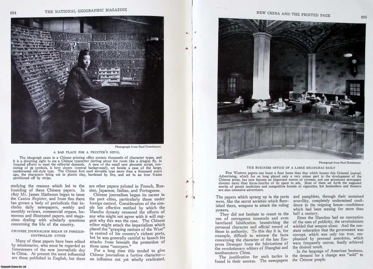 Item #233954 New China and the Printed Page. An original article from the National Geographic...