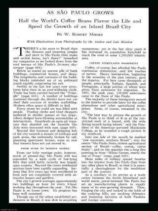 As Sao Paulo Grows : Half the World's Coffee Beans Flavour the Life and Speed the Growth of an Inland Brazil City. An original article from the National Geographic Magazine, 1939.
