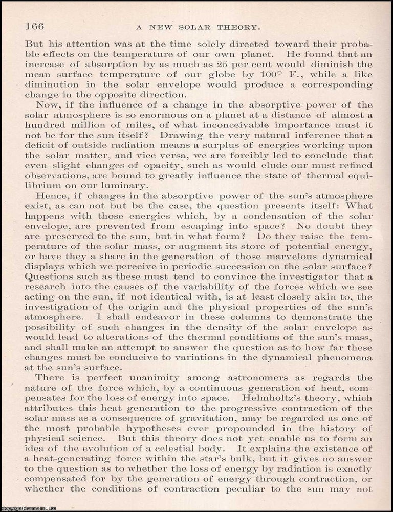 Item #238843 A New Solar Theory. By Professor J. Halm. An article published by the Smithsonian...