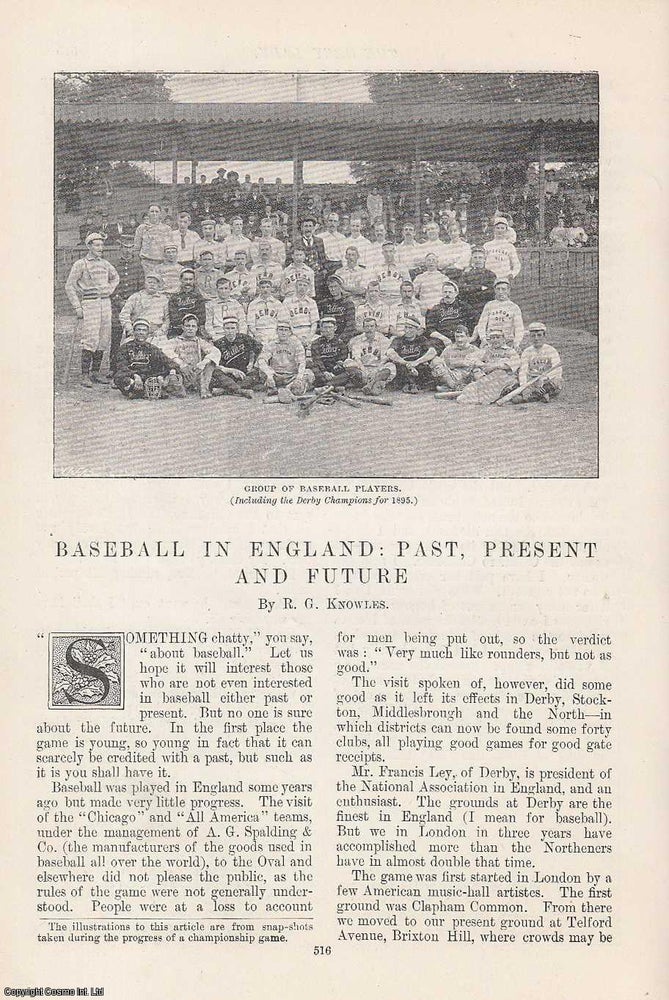 Item #241692 Baseball in England : Past, Present & Future. 5 pages, illustrated. An article...
