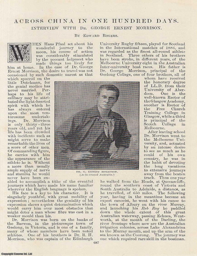 Item #241700 Across China in One Hundred Days : An Interview with Dr. George Ernest Morrison. 9...