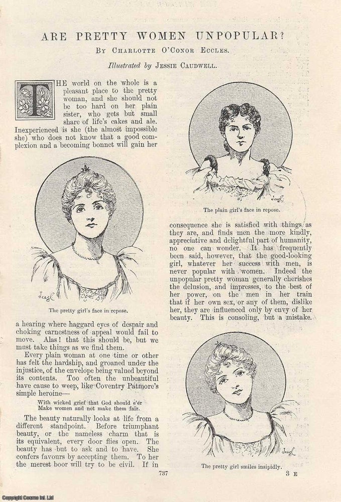 Item #241703 Are Pretty Women Unpopular? Illustrated by Jessie Caudwell. An original article from the Windsor Magazine, 1895. Charlotte O'Conor Eccles.