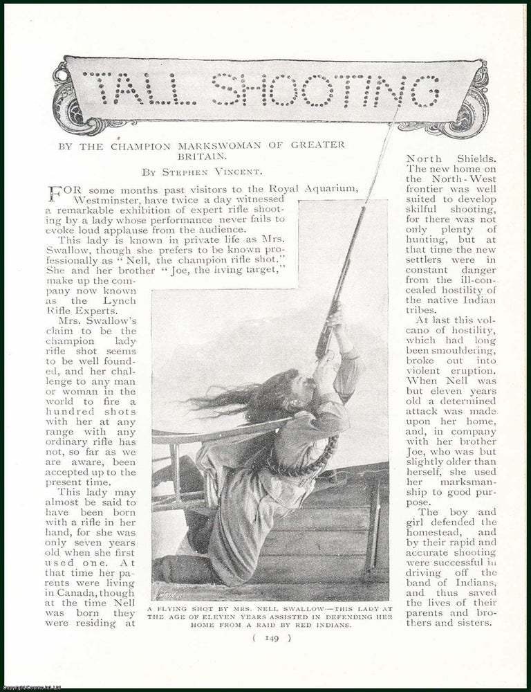 Item #244653 Tall Shooting, By Mrs. Nell Swallow, The Champion Markswoman of Greater Britain. An uncommon original article from the Harmsworth London Magazine, 1901. Stephen Vincent.